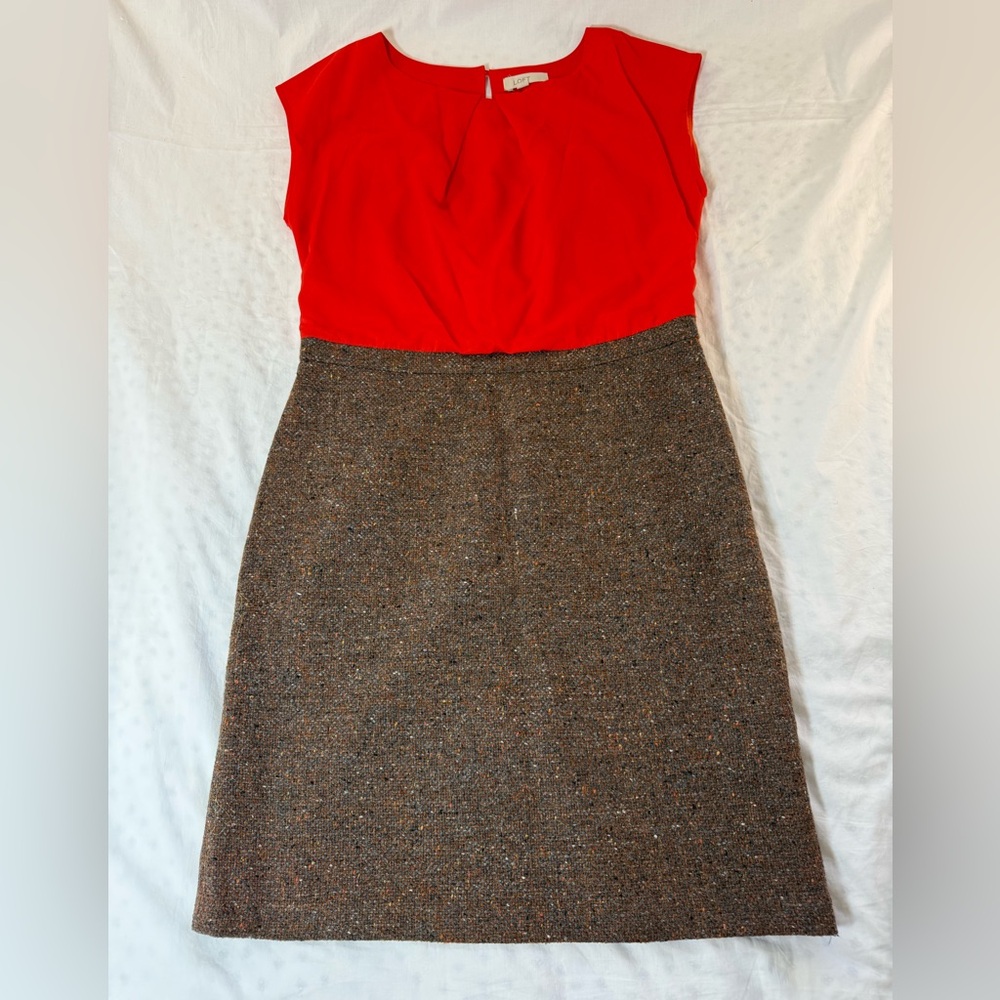 LOFT Brown A-Line Tweed Skirt